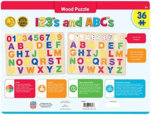MasterPieces 44 Piece Jigsaw Puzzle for Kids - ABC 123 36pc Wood Puzzle - 16.5"x11.8" - Image 3