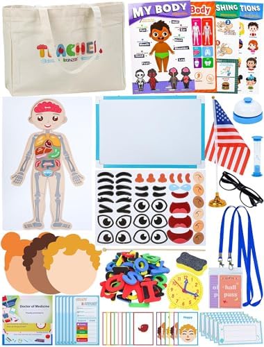 Pretend Teacher Role Play School Set with Emotion and Body Puzzles by Learn2M