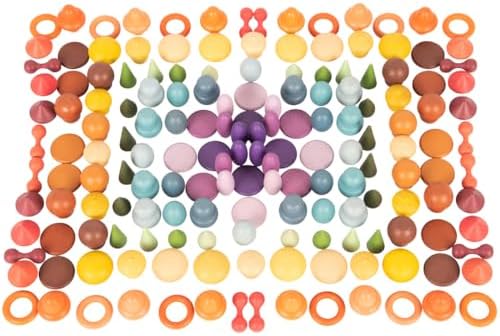 tickit Wooden Treasures Starter Set | 168 Colored Pieces | Montessori Sensory Bin Play | Wooden Loose Parts Toys for Toddlers by TickiT