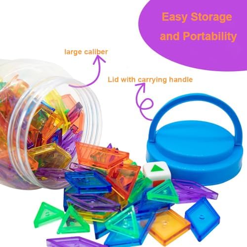 EXBEPE Translucent Pattern Blocks for Classroom 140 Pcs Kids Light Table Manipulatives Toys Education Learning Geometric Shapes - Image 7
