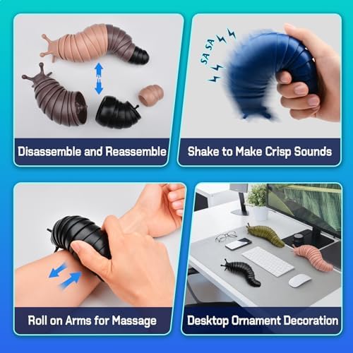 Cevioce Fidget Toys Adults Teens Kids 3Pcs Cool Gadgets Desk Sensory Fidget Slug Toys Sensory Toy for Autism ADHD Anxiety Stress Relief Toys Easter Basket Stuffers Gifts for Men Boys - Image 4