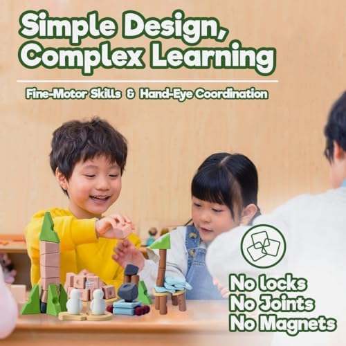 Taksa Toys Nature-Inspired Unique Reggio Emilia Learning Toys, Preschool Resources for Fine Motor Skills, Educational Building Blocks for Kids, Montessori Toys for 4 5 6 7+ Ages, Expert Pack 144 Pcs - Image 5