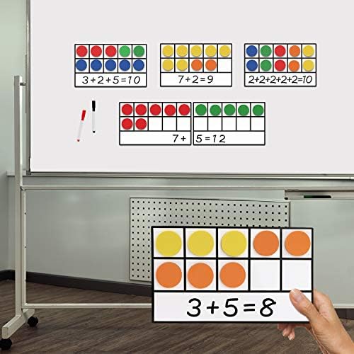 Torlam Magnetic Ten-Frame Set - Math Manipulative for Elementary - 5 Ten Frames & 55 Magnetic Counters for Kids, Kindergarten Math Games (Upgraded Version for Hand-held & 2 Black Pens) - Image 6