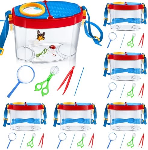 36 Pcs Bug Catcher for Kids, Bug Catching Kit with Insect Transfer, Tweezers, Magnifying Glasses, Sticks, Observation Cages, Shoulder Straps for Kids Gift(Blue) by PullCrease