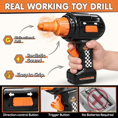 Lehoo Castle Toddler Tool Set with Toy Drill & Take Apart Car for Kids 3+ - Image 3