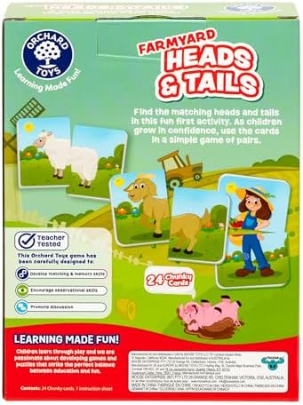 Orchard Toys, Farmyard Heads & Tails Game - New Art, A First Matching Activity That Develops Into a Fun Game, 24 Updated Chunky Cards, Age 18 Months+, 1-4 Players - Image 4