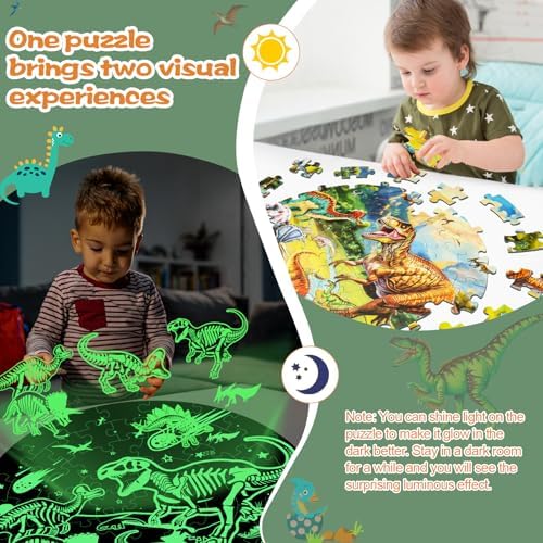 DIGOBAY 70PCS Glow in The Dark Dinosaur Floor Puzzles for Kids Ages 4-8 - Image 3