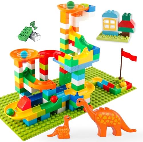 Klobroz Marble Run Building Blocks, 145 PCS Classic Big Blocks STEM Toy by Klobroz