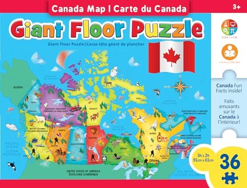MasterPieces Educational - Canada Map 36 Piece Floor Puzzle - Jigsaw Puzzle with Vibrant Artwork and Durable Pieces - Fun Family Activity Brain Challenge and Educational Entertainment - Image 2