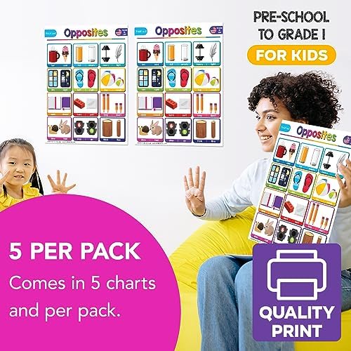 FoldCard Opposites Chart Educational Poster 8.5x11 5pk - Image 4