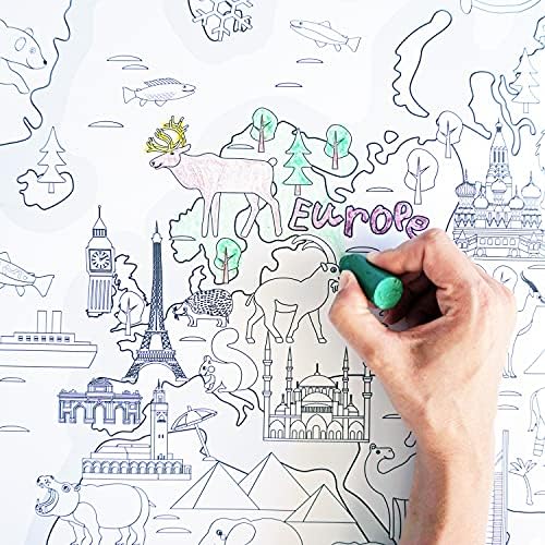 Dekali Designs Kids World Map Coloring Poster - 35 x 52 Inches Jumbo Coloring Poster With World Flags for Classroom, Home, Birthday Parties or Other Events - Image 6