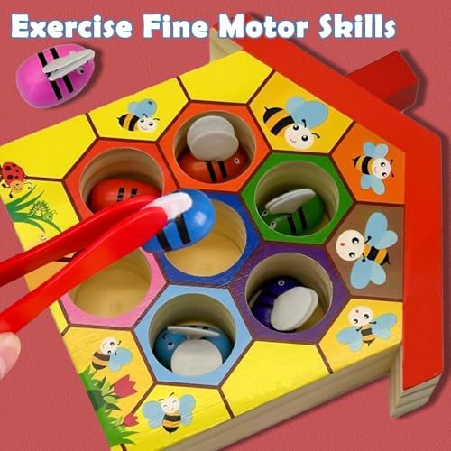 Montessori Toys for 3 Year Old, Toddler Fine Motor Skill Toy, Bee to Hive Matching Game, Color Sorting Matching Toy, Preschool Educational Learning Gift - Image 3