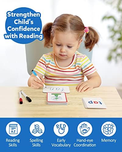 Coogam CVC Sight Words Magnetic Letters Flashcards, Short Vowel Spelling Game, Preschool Kids Learning Supplies, Montessori Educational Writing Reading Toy Gift for 3 4 5 Years Old - Image 5