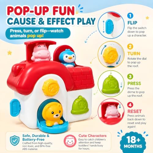 Toys for 1 Year Old Girls, Interactive Pop Up Toy with Buttons & Colors, Cause and Effect Toys for Kids Montessori Learning Toys for Baby Toddler 18+ Months, 1st Birthday Gifts for Girls Boys - Image 2