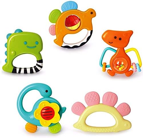 Yiosion Baby Rattles Sets Teether, Shaker, Grab and Spin Rattle, Musical Toy Set, Early Educational Toys Gifts for 3, 6, 9, 12 Month Baby Infant, Newborn by Yiosion