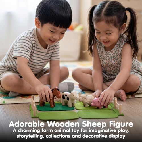 PlanToys® Wooden Sheep Montessori Kids Farm Animal Figurine Play Toy Set - Image 5