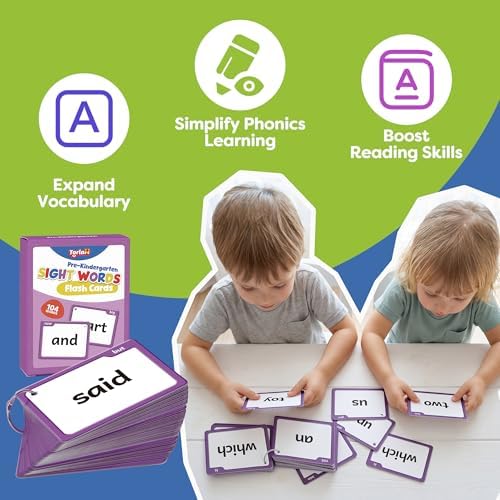 Torlam Sight Words Flash Cards for Kids Pre-Kindergarten,Learn to Read Digraphs CVC Blends Long Vowel Sounds Spelling Reading Phonics Games for 2-4 Years, Site Words Classroom Homeschool - Image 4