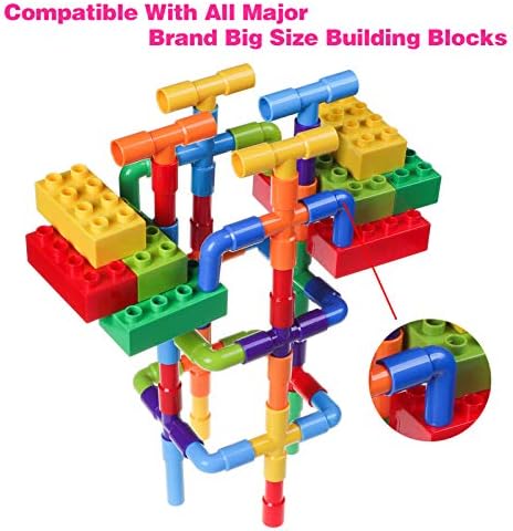 burgkidz 426 Pieces Toy Pipe, Creative STEM Tube Locks Construction with Wheels and Mini Baseplate, Interlocking Educational Sensory Kit, Preschool Learning Toys for Boy and Girls Ages 3+ - Image 3