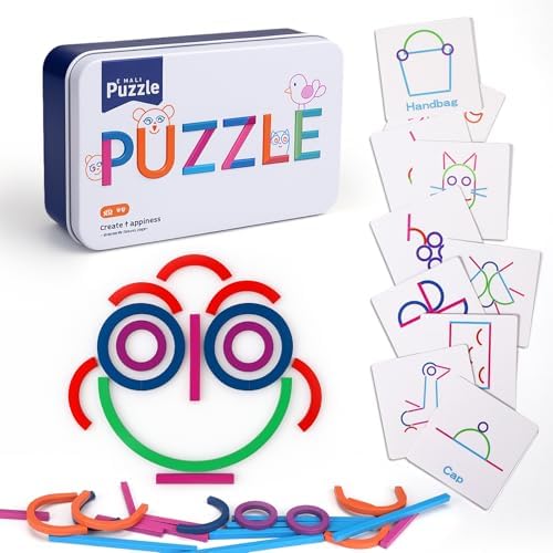 Vodolo Wooden Pattern Blocks Sticks and Rings Learning Set,Smart Sticks for Kids 3 4 5 Years Old,Puzzle Stick Building Toys,Montessori Brain Blocks Preschool Toys Learning Resources by Vodolo