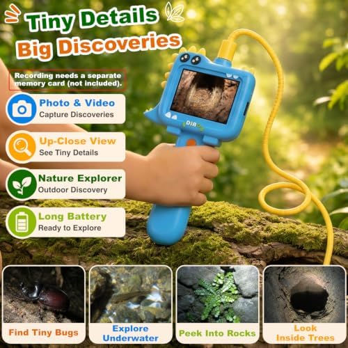 Borescope Camera Toy with Light for Kids, STEM Science Educational Toy for 3-10 Years Old Boys Girls Birthday Gift, Kids Endoscope with Light for Outdoor Adventures & Nature Discovery Blue - Image 3