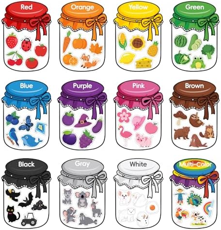 12Pcs Wooden Magnetic Color Sorting 72 Fridge Magnets for Kids by Fyguard