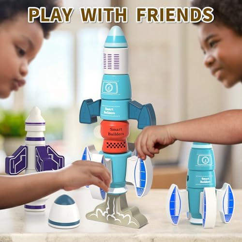 DIY Magnetic Robot Building Toy for Kids 3-5, 33 PCS STEM Stacking Playset with Storage Box, Rocket Robot Creative Kit, Kid Magnet Toys Gift for Years Old Boys & Girls (Christmas Birthday) - Image 5