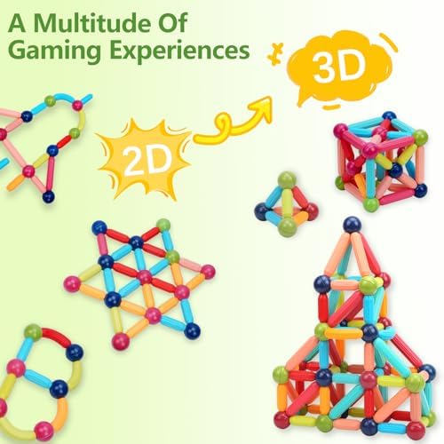 COUOMOXA Magnetic Building Blocks STEM for Toddlers: 74pcs Montessori Magnet Toys for 3 4 5 6 7 8+ Years Old Kids - Sensory Toys for Preschool Gifts-Starter Set - Birthday Gift for Boys Girls - Image 2