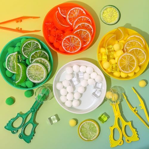 149 Pcs Lemon Sensory Bin Items Summer Counting Sorting Summer Sensory Bin Filler Fine Motor 15 Fake Lemon Slices 6 Fake Cubes Counts for Easter Day Spring Summer Sorting Counting Decor - Image 3