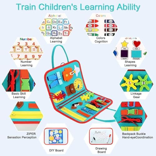 Montessori Busy Board Sensory Toddler Activity Book (Green) - Image 3