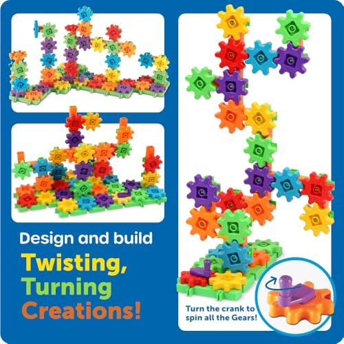 Learning Resources Gears! Gears! Gears! Super Building Toy Set, STEM Toys, Construction Toys, Gears for Kids, 150 Pieces, Ages 3+, Blue - Image 5