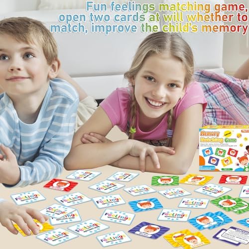 gisgfim Feelings Emotion Cards Match Game Social Emotional Learning Activities Social Emotion Skills Educational Memory Matching Game Flash Card for Calm Down Corner Supplies Preschool Kindergarten - Image 4