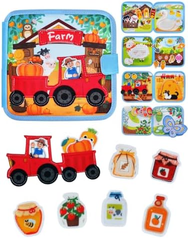 BizyKoady Montessori Busy Book for Toddlers 1-3, Felt Busy Board Farm Theme by BizyKoady