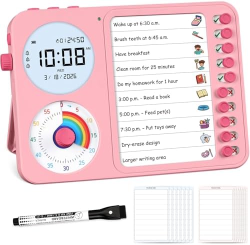 3-in-1 Visual Timer & ADHD Tool for Kids with Chore Chart & Planning Board by Nikafly