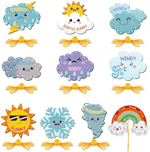 Funrous 10 Pieces Recognition Lacing Cards for Over Age of 6 Kids, Weather by Funrous