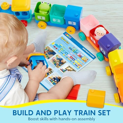Play-Act Learning Toys for 1 2 3 Years Old, Counting, Matching & Sorting Montessori Learning Farm Train Including 9 Farm Animals, Birthday Gift for Baby Boys Girls - Image 6