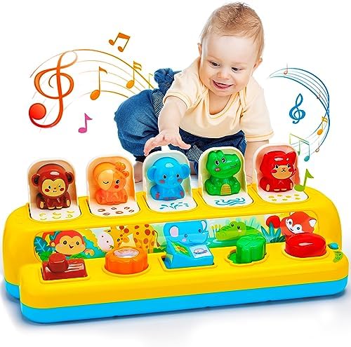 Baby Pop Up Toys with Music & Light Montessori Toys for 1 Year Old Boy Girl by Hieoby
