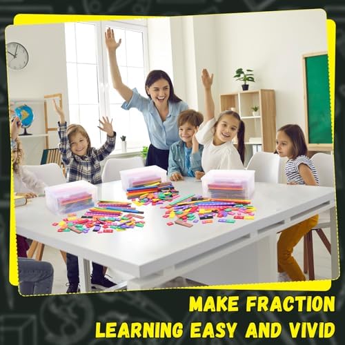Sayglossy 15 Sets Fraction Tiles Fraction Manipulatives for Preschool Elementary School Educational Math Learning Manipulatives for Teacher Bulk with Storage Box - Image 6