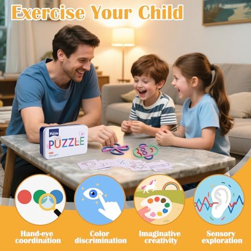 Vodolo Wooden Pattern Blocks Sticks and Rings Learning Set,Smart Sticks for Kids 3 4 5 Years Old,Puzzle Stick Building Toys,Montessori Brain Blocks Preschool Toys Learning Resources - Image 4