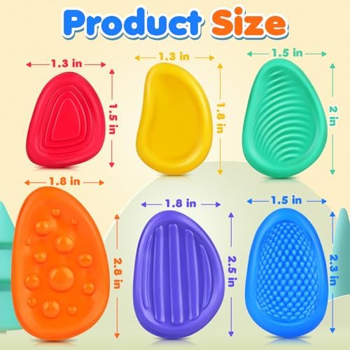 Fidget Toys Sensory Stone for Kids: 6 Pack Textured Soft Worry Stone for Autism Kids Calming - Fidget Stress Toys for Students Stress Relief - Small Prizes Fidget Toys - Image 2