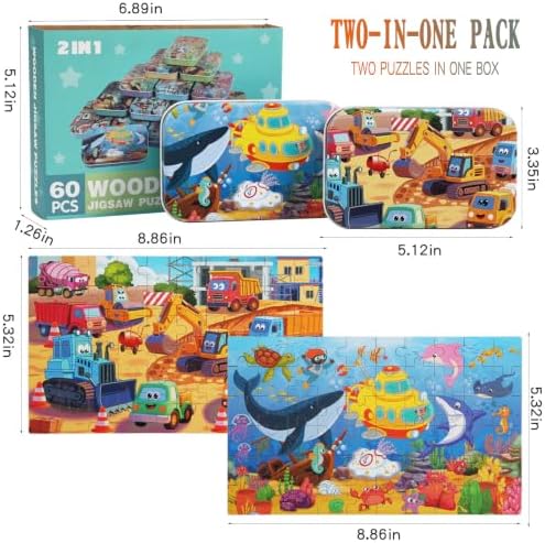 Puzzles for Kids Ages 4-8, 60 Pieces Puzzles for Kids Ages 3-5 in a Metal Box Girls and Boys Learning Educational Jigsaw Puzzle Toys Gifts - Image 6