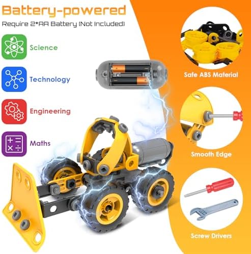 10 in 1 Kids STEM Building Toys, Electric Building Blocks Toys Set for 5 6 7 8+ Year Old Boy, Educational STEM Learning Construction Excavator Kit for Kids Age 4-8 5-7 6-8 8-10 - Image 2