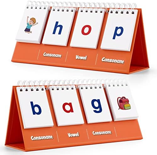Aizweb CVC Word Builder,Phonics Games Flash Cards for Preschool Kindergarten Classroom,Montessori Special Education Reading Manipulative Spelling Toy for Learning Activity Teacher School Supplies by AIZWEB