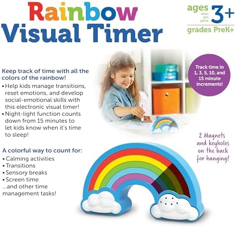Learning Resources Rainbow Visual Timer-Time Management for Children,Audio and Visual Alarms,Schedule for Kids,Social Emotional Learning Skills,Countdown-for Teachers,Classroom Must Haves,(Pack of 6) - Image 6
