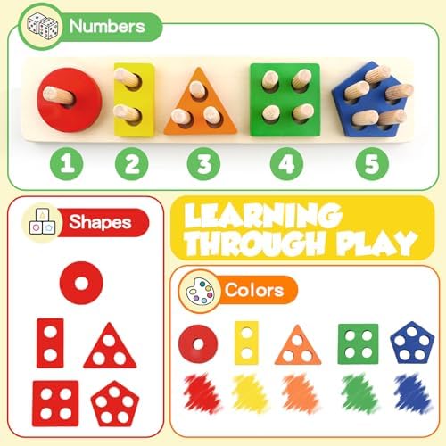 Montessori Toys for 2 3 Year Old Girls Boys, Wooden Sensory Toys for 2-3 Year Old Birthday Gifts, Education Toddler Puzzles Toddler Easter Basket Stuffers Learning Toy Activities Puzzles Ages 2-3 - Image 5
