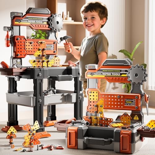 2 in 1 Workbench Tools Toys Set with Sound for Toddlers Aged 3-5 - Image 3