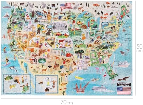 bopster 1000-Piece USA Map Jigsaw Puzzle for Kids, Teens & Adults | Detailed United States Landmarks Puzzle | Recycled Cardboard | Giftable Family Activity - Image 3