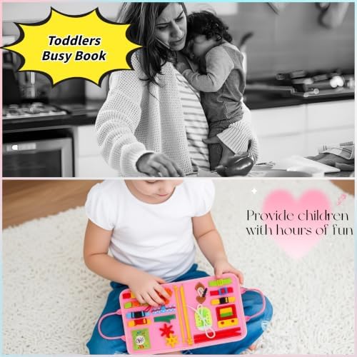Busy Board for Toddlers，Montessori Busy Board with Sensory Activities, Fine Motor Skills Learning Toy, Travel Activity Book for Airplane and Car, Educational Gift for Boys and Girls - Image 6