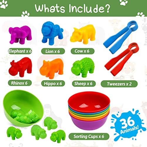 Counting Animals Toy Matching Games with Sorting Bowls Sorting Toys for Toddlers Preschool Learning Activities for Math Color Sensory Montessori Fine Motor Skills Toys for 3 4 5 Years Old Boys Girls - Image 3