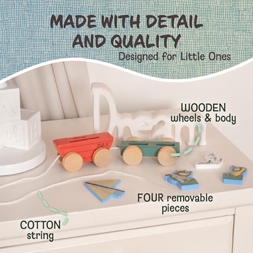 Kids Preferred Where The Wild Things are Wooden Pull Toy - Four Removable Pieces, Cotton Pull String, Ages 12 Months and Up, Max Moishe and Tzippy, Solid Wood, 8 in - Image 3