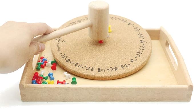 DANNI Gudong Montessori Practical Life Material Hammer and Nails Set with Wooden Tray Montessori Educational Wooden Toys for Children (1) - Image 4